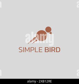 Simple bird logo in brown color. Stock Vector