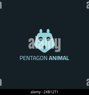 Animal face logo with pentagon head shape. Stock Vector