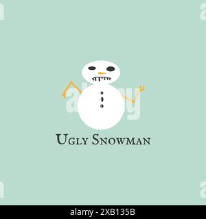 A simple snowman logo with an ugly look. Stock Vector