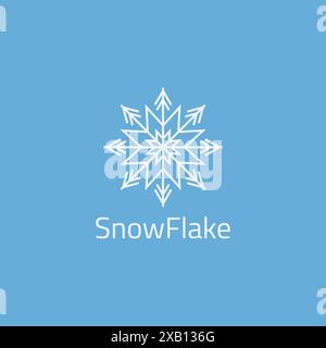Unique snowflake logo with octagram shape. Stock Vector