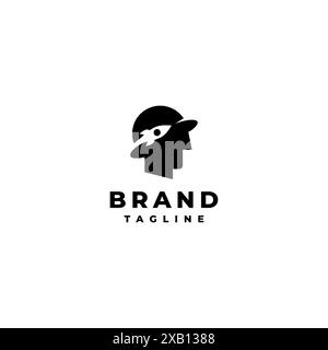 Rocket Round The Head Silhouette Logo Design. Silhouette Of A Man With a rocket icon flying Around His Head. Stock Vector