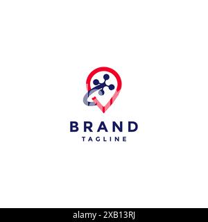 Drone Flying Around Hot Spot Icon Logo Design. Drone and Icon Hot Spot Logo Design. Stock Vector