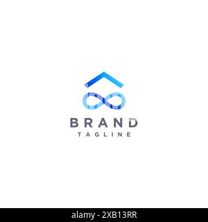 Home Roof and Infinity Icon Logo Design. Infinity Icon Under The Roof Symbol Logo Design. Stock Vector