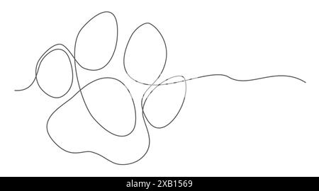 Animal footprint One line drawing on white background Stock Vector