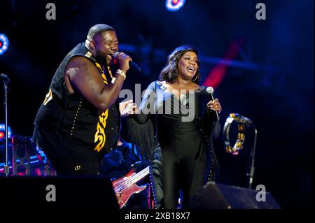 June 8, 2024 - Nashville, Tennessee; USA - Musicians TANYA BLOUNT and MICHAEL TROTTER JR of the band THE WAR AND TREATY performs at the Nissan Stadium as part of the 2024 CMA Music Festival that took place in downtown Nashville. Copyright 2024 Jason Moore. (Credit Image: © Jason Moore/ZUMA Press Wire) EDITORIAL USAGE ONLY! Not for Commercial USAGE! Stock Photo