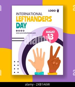 Left Handers Day Vertical Poster Flat Cartoon Hand Drawn Templates Background Illustration Stock Vector