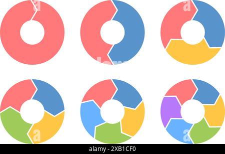 Rotation arrows in circular motion. Color circle arrow combinations. Set of circular infographics. Graphic diagram. Design element. Vector Stock Vector