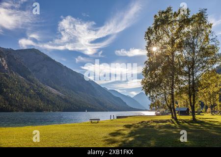 geography / travel, Austria, Tyrol, Reutte in Tyrol, Plansee in the Ammergau Alps, Reutte, ADDITIONAL-RIGHTS-CLEARANCE-INFO-NOT-AVAILABLE Stock Photo