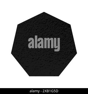 Scratched heptagon. Dark figure with distressed grunge texture isolated on white background. Vector illustration. Stock Vector