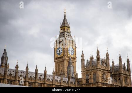 The Elizabeth Tower from the Thames Stock Photo