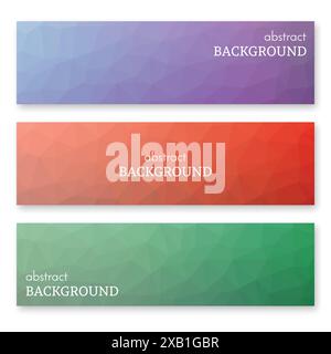 Set of three multi colored banners in low poly art style. Background ...
