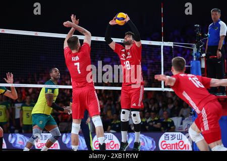 Marcin Janusz (POL),  JUNE 8, 2024 - Volleyball : FIVB Volleyball Nations League 2024 Men's Preliminary Round between Poland - Brazil at West Japan General Exhibition Center, Fukuoka, Japan. (Photo by Yohei Osada/AFLO SPORT) Stock Photo