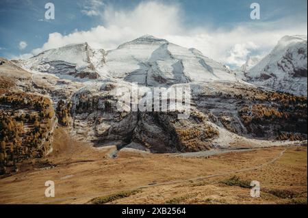 Swiss mountains in Sunnbüel Kandersteg in fall with sunlit snow peaks ...