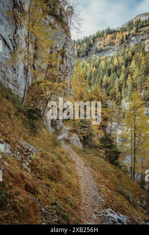 Swiss mountains in Sunnbüel Kandersteg in fall with sunlit snow peaks ...