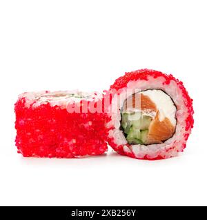 Asian sushi in red tobika caviar Stock Photo