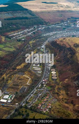 Aerial photography over South Wales. Tylorstown, Rhondda Valley, Wales, UK. 13/4/16 Stock Photo