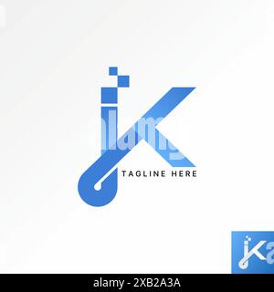 Logo design graphic concept creative premium vector stock initial K or IK or JK font connect with square tech. Related to monogram typography branding Stock Vector