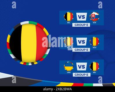Belgium Football Team Match Schedule in Group Stage. Vector template. Stock Vector