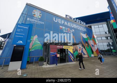 Gelsenkirchen, Germany. 10th June, 2024. Soccer, UEFA Euro 2024, European Championship, Stadium Open Media Days, Arena AufSchalke. View of the branding of the stadium. Credit: Friso Gentsch/dpa/Alamy Live News Stock Photo