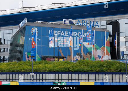 Gelsenkirchen, Germany. 10th June, 2024. Soccer, UEFA Euro 2024, European Championship, Stadium Open Media Days, Arena AufSchalke. View of the branding of the stadium. Credit: Friso Gentsch/dpa/Alamy Live News Stock Photo