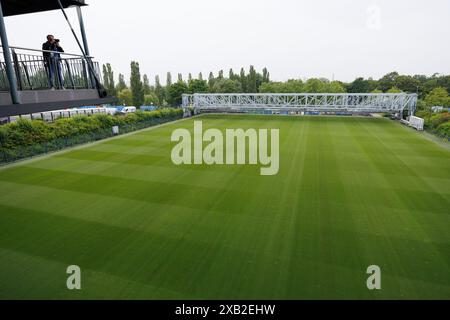 Gelsenkirchen, Germany. 10th June, 2024. Soccer, UEFA Euro 2024, European Championship, Stadium Open Media Days, Arena AufSchalke. View of the pitch outside the stadium. Credit: Friso Gentsch/dpa/Alamy Live News Stock Photo