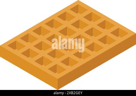 Golden brown waffle with a crispy texture, ready to be enjoyed as a delectable breakfast treat Stock Vector