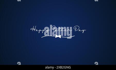 Happy Father's Day Greeting Card Design with Bow Tie and Calligraphy on Blue Background. Vector Celebration Illustration for the Best Dad. Fathers Day Stock Vector