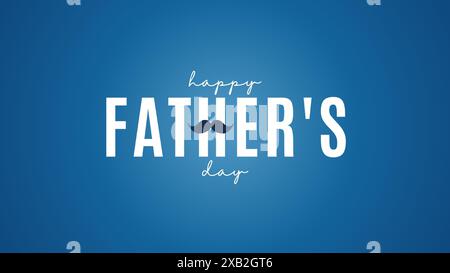 Happy Father's Day typography design with mustache on blue background Stock Vector