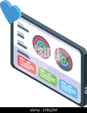 Social media manager analyzing likes, followers and engagement growth on a dashboard Stock Vector
