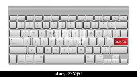 Computer keyboard - Donate. Donate button illustration. Donate key word on computer keyboard. Stock Vector