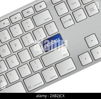 Computer keyboard - Donate. Donate button illustration. Donate key word on computer keyboard. Stock Vector