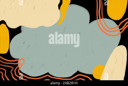 Abstract art featuring modern shapes with a fluid blend of earthy tones and dynamic lines on a dark background. Stock Photo