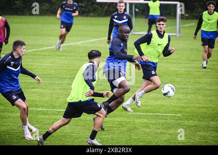 Denderleeuw, Belgium. 10th June, 2024. Dender's Bruny Nsimba pictured ...