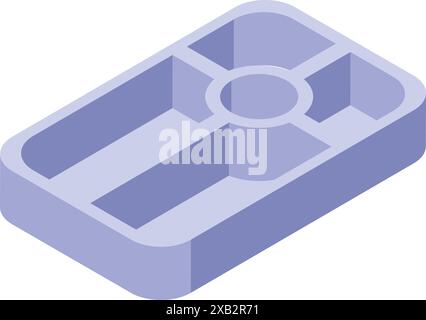 Empty plastic lunch box featuring a round compartment, perfect for keeping your meal organized and fresh Stock Vector