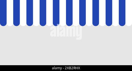 Blue and white striped shop awning. Seamless vector illustration pattern. Stock Vector