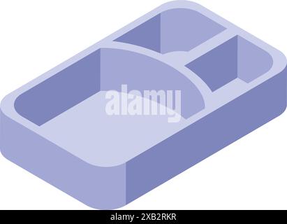 Reusable lunch container featuring separate compartments for keeping food fresh and organized Stock Vector