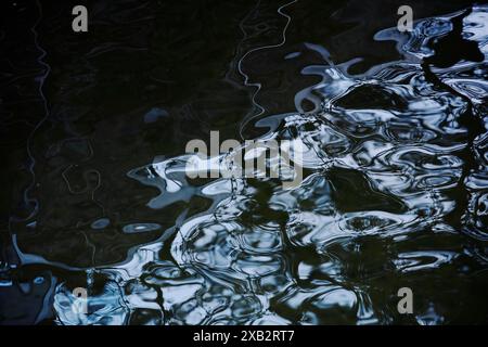 A captivating image of abstract reflections created by the ripples in dark seawater, offering a unique perspective on natural textures Stock Photo