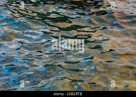 Abstract aquatic patterns created by the reflected light on the undulating surface of the sea Stock Photo
