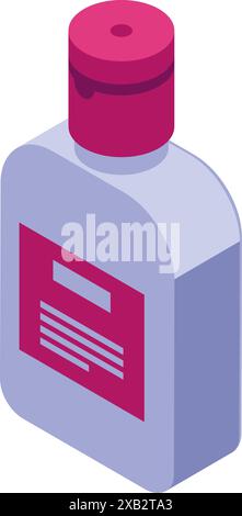 Purple and white shampoo or lotion bottle with a blank label, in isometric view Stock Vector