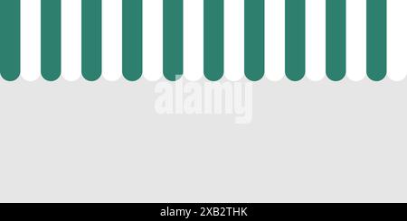 Green and white striped shop awning. Seamless vector illustration pattern. Stock Vector