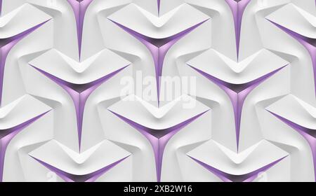 Futuristic 3d gray and white leather panels with gold scuffs on the edges of a three-pointed star at the base of the shape High quality seamless textu Stock Photo