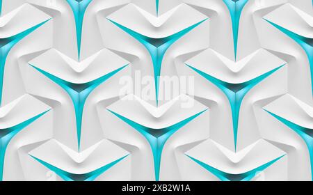 Futuristic 3d gray and white leather panels with gold scuffs on the edges of a three-pointed star at the base of the shape High quality seamless textu Stock Photo