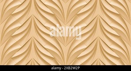 This image features an intricate 3D illustration of stylized beige floral patterns forming a seamless and mesmerizing abstract wallpaper design Ideal Stock Photo
