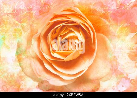 FLORAL CONCEPT: Pink rose close-up view suitable for birthday, anniversary, get well, love you greeting card. Design by Edmund Nagele FRPS Stock Photo