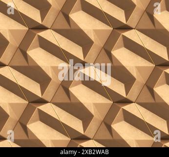 This image showcases a seamless, geometric pattern featuring three-dimensional triangles in a beige color scheme Perfect for backgrounds, wallpapers, Stock Photo