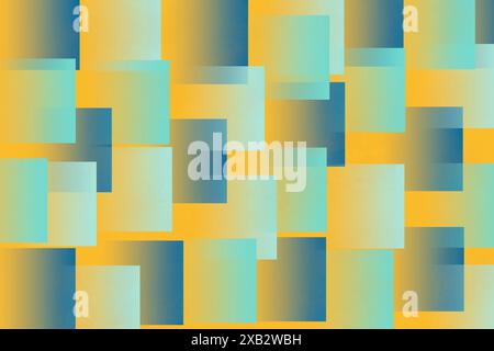 This image showcases an abstract geometric pattern formed by overlapping squares and rectangles in various shades of yellow, orange, and blue This soo Stock Photo