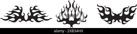 Black fire flames, design elements. Tribal style for tattoo, vehicle decoration or another design. Vector illustration Stock Vector