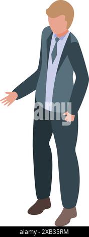 Businessman is gesturing with his hand as if presenting something important Stock Vector