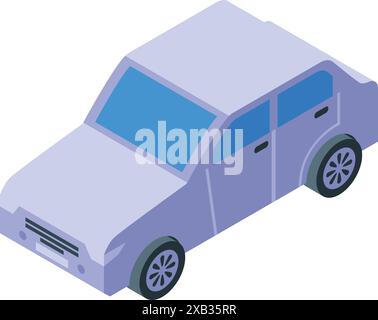 Modern light purple sedan car rendered in a contemporary isometric style Stock Vector