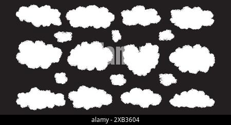 Chalk drawn clouds set. Isolated hand drawn doodles. Vector illustration Stock Vector